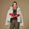 Skylar (red) – Extra-long sheepskin leather gloves with wool/cashmere lining & touchscreen capability
