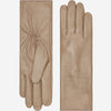 Skylar (taupe) – Extra-long sheepskin leather gloves with wool/cashmere lining & touchscreen capability