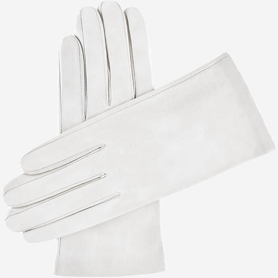 Sofia (white) - Italian lambskin leather gloves with silk lining - Leather Gloves Online - Luxury Leather Gloves - 1