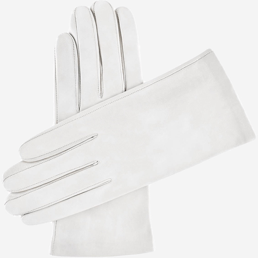 Sofia (white) - Italian lambskin leather gloves with silk lining - Leather Gloves Online - Luxury Leather Gloves - 1