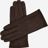 Sofia (dark brown) - Italian lambskin leather gloves with silk lining