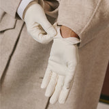 Sofia (white) - Italian lambskin leather gloves with silk lining
