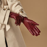Stella (red) – Sheepskin leather gloves with ultra-warm fleece lining & touchscreen functionality