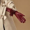 Stella (red) – Sheepskin leather gloves with ultra-warm fleece lining & touchscreen functionality