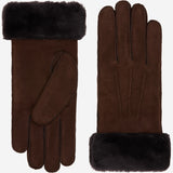 Sydney (brown) – Suede leather gloves with luxurious sheep fur lining