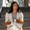 Sydney (camel) – Suede leather gloves with luxurious sheep fur lining