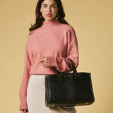 Valentina (black) - Italian calf leather women's handbag (with shoulder strap)