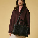 Valentina (black) - Italian calf leather women's handbag (with shoulder strap)