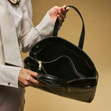 Valentina (black) - Italian calf leather women's handbag (with shoulder strap)