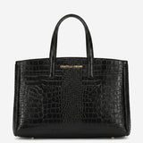 Valentina (black) - Italian calf leather women's handbag (with shoulder strap)