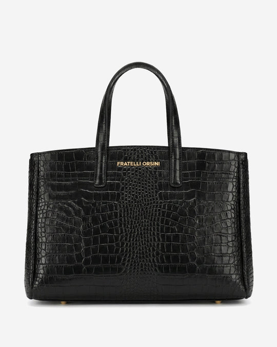 Valentina (black) - Italian calf leather women's handbag (with shoulder strap)