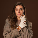 Valeria (cognac) - Hand-sewn Italian crochet driving gloves from lambskin leather