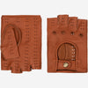Vincenzo (brown): fingerless Italian driving gloves made of American deerskin leather - Leather Gloves Online - Luxury Leather Gloves - 1