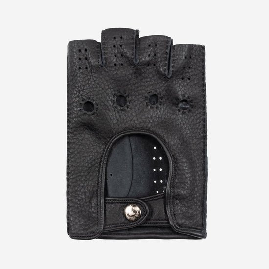 Vincenzo (black) - fingerless Italian driving gloves made of American deerskin leather - Leather Gloves Online - Luxury Leather Gloves - 2