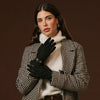 Violetta (black) - Italian tweed women's gloves with touchscreen capability and adjustable snap button