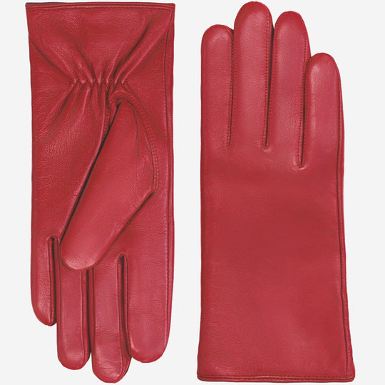 Zoey (red) – Sheepskin leather gloves with warm wool/cashmere lining & touchscreen function