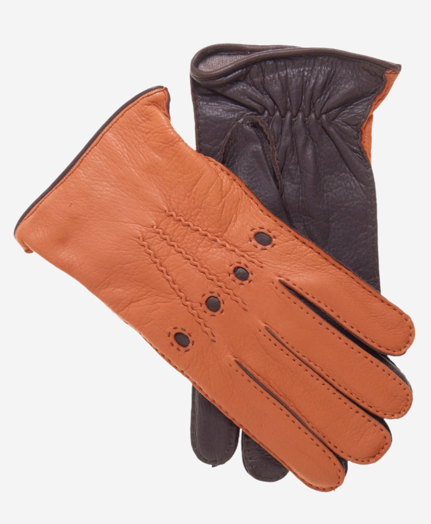 CA0322 (saddle) - Men's Italian Cashmere Lined Deerskin Dress Driving Gloves- Leather Gloves Online - Luxury Leather Gloves - 1