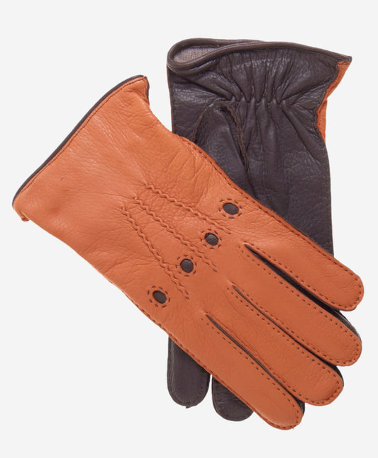 CA0322 (saddle) - Men's Italian Cashmere Lined Deerskin Dress Driving Gloves- Leather Gloves Online - Luxury Leather Gloves - 1