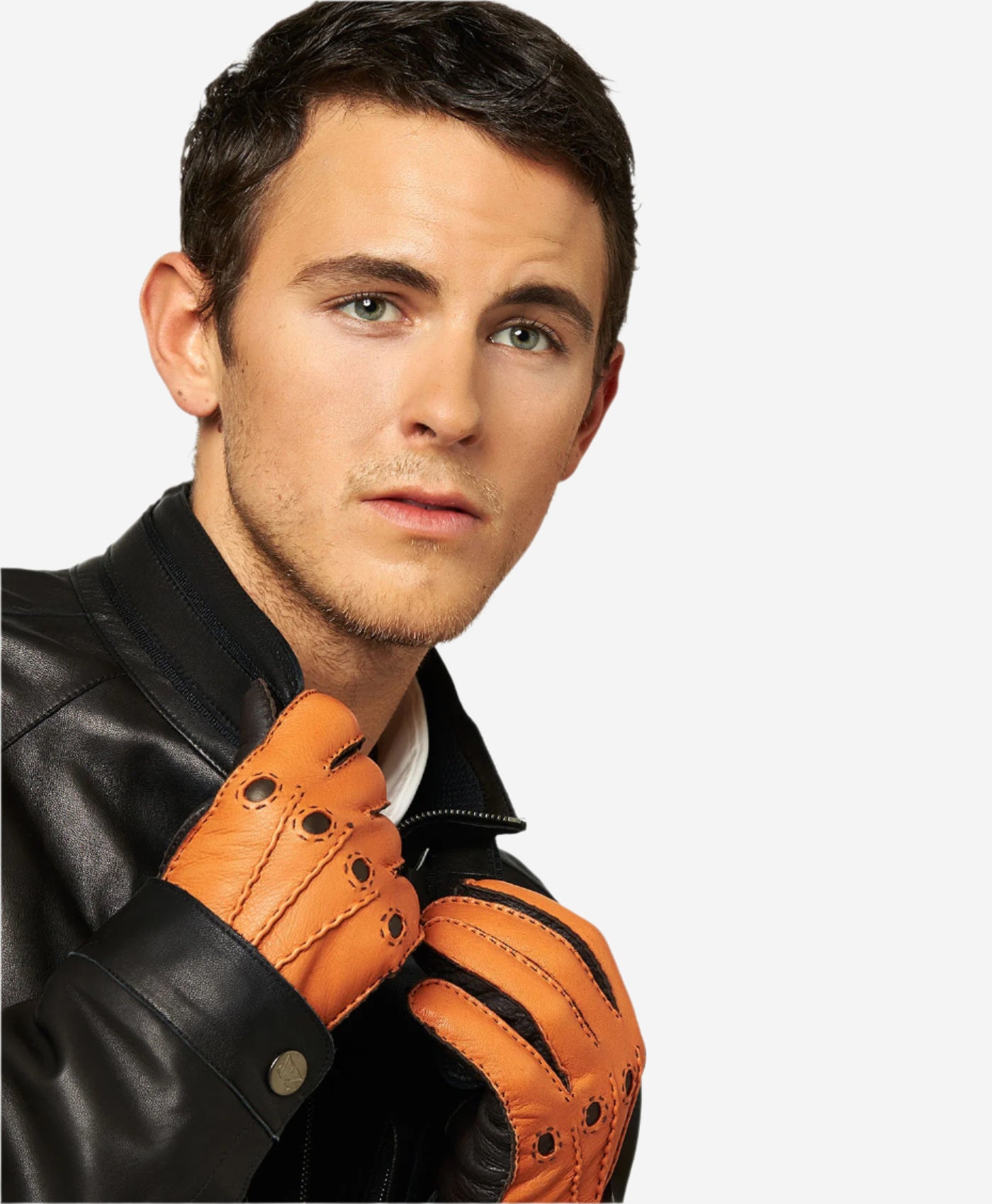 CA0322 (saddle) - Men's Italian Cashmere Lined Deerskin Dress Driving Gloves- Leather Gloves Online - Luxury Leather Gloves - 2