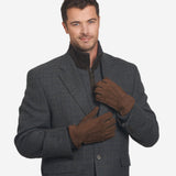CA0395 (coffee) - Handsewn Italian Cashmere Lined Men's Carpincho Dress Gloves