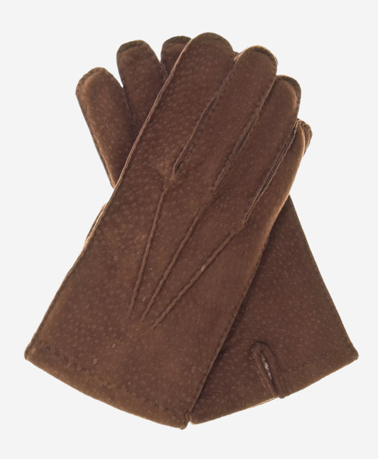 CA0395 (coffee) - Handsewn Italian Cashmere Lined  Men's Carpincho Dress Gloves - Leather Gloves Online - Luxury Leather Gloves - 1