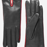 CA0422 (black/red) - Women's Lambskin Cashmere Lined Leather Gloves with Decorative Side Accents