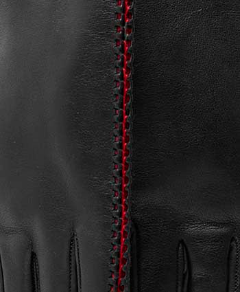 CA0422 (black/red) - Women's Lambskin Cashmere Lined Leather Gloves with Decorative Side Accents - Leather Gloves Online - Luxury Leather Gloves - 2