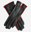 CA0422 (black/red) - Women's Lambskin Cashmere Lined Leather Gloves with Decorative Side Accents - Leather Gloves Online - Luxury Leather Gloves - 1