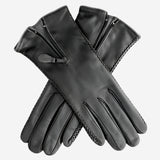 CA0547 (black) - Women's Lambskin Cashmere Lined Leather Gloves with Zipper - Leather Gloves Online - Luxury Leather Gloves - 1