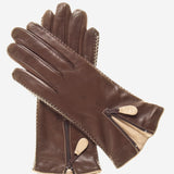 CA0547 (brown) - Women's Lambskin Cashmere Lined Leather Gloves with Zipper - Leather Gloves Online - Luxury Leather Gloves - 2