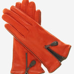 CA0547 (persimmon) - Women's Lambskin Cashmere Lined Leather Gloves with Zipper - Leather Gloves Online - Luxury Leather Gloves - 1