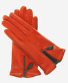 CA0547 (persimmon) - Women's Lambskin Cashmere Lined Leather Gloves with Zipper - Leather Gloves Online - Luxury Leather Gloves - 1
