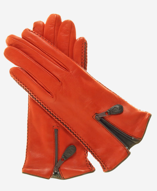 CA0547 (persimmon) – Women’s Italian lambskin cashmere-lined leather gloves with zipper