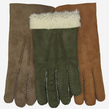 CA3121 (saddle) - Italian suede leather gloves with luxurious natural sheep fur lining