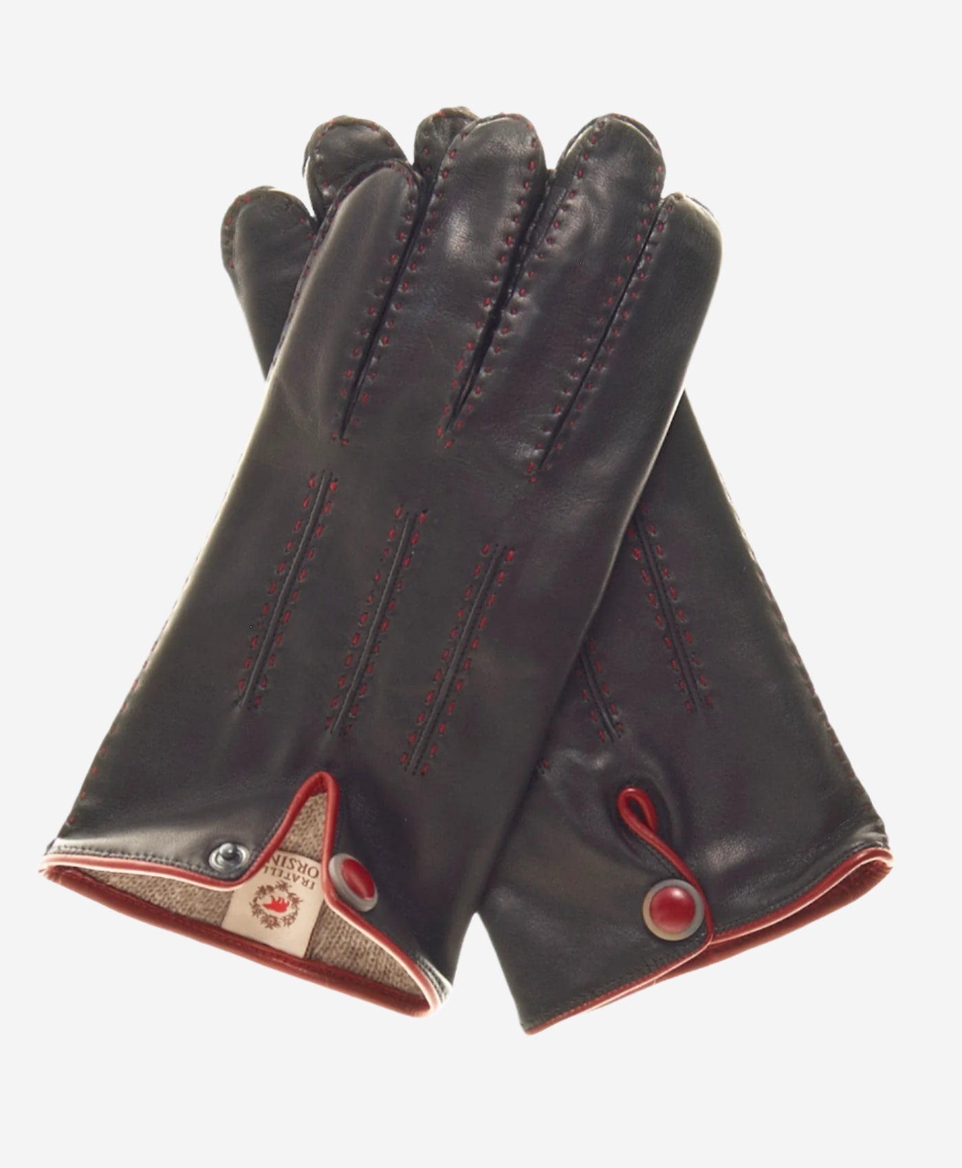 CA3152 (black) - Men's Italian Cashmere Lined Handsewn Dress Gloves - Leather Gloves Online - Luxury Leather Gloves - 1
