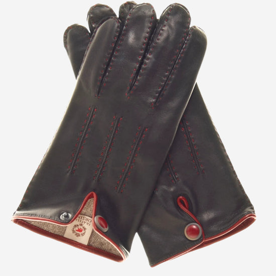 CA3152 (black) - Men's Italian Cashmere Lined Handsewn Dress Gloves - Leather Gloves Online - Luxury Leather Gloves - 1