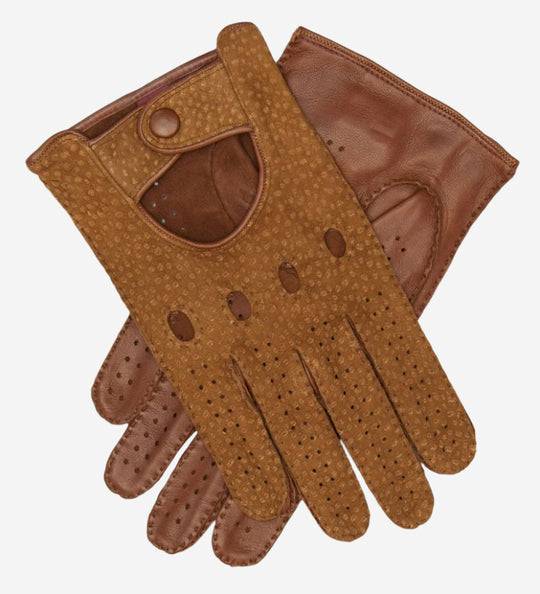 CA3198 (cork) - Handsewn Italian carpincho men's driving gloves