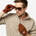 CA3198 (cork) - Handsewn Italian Carpincho Men's Driving Gloves - Leather Gloves Online - Luxury Leather Gloves - 4