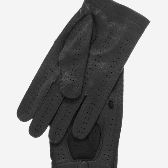 CA3335 (black) - Handsewn Italian Peccary Men's Driving Gloves - Leather Gloves Online - Luxury Leather Gloves - 2