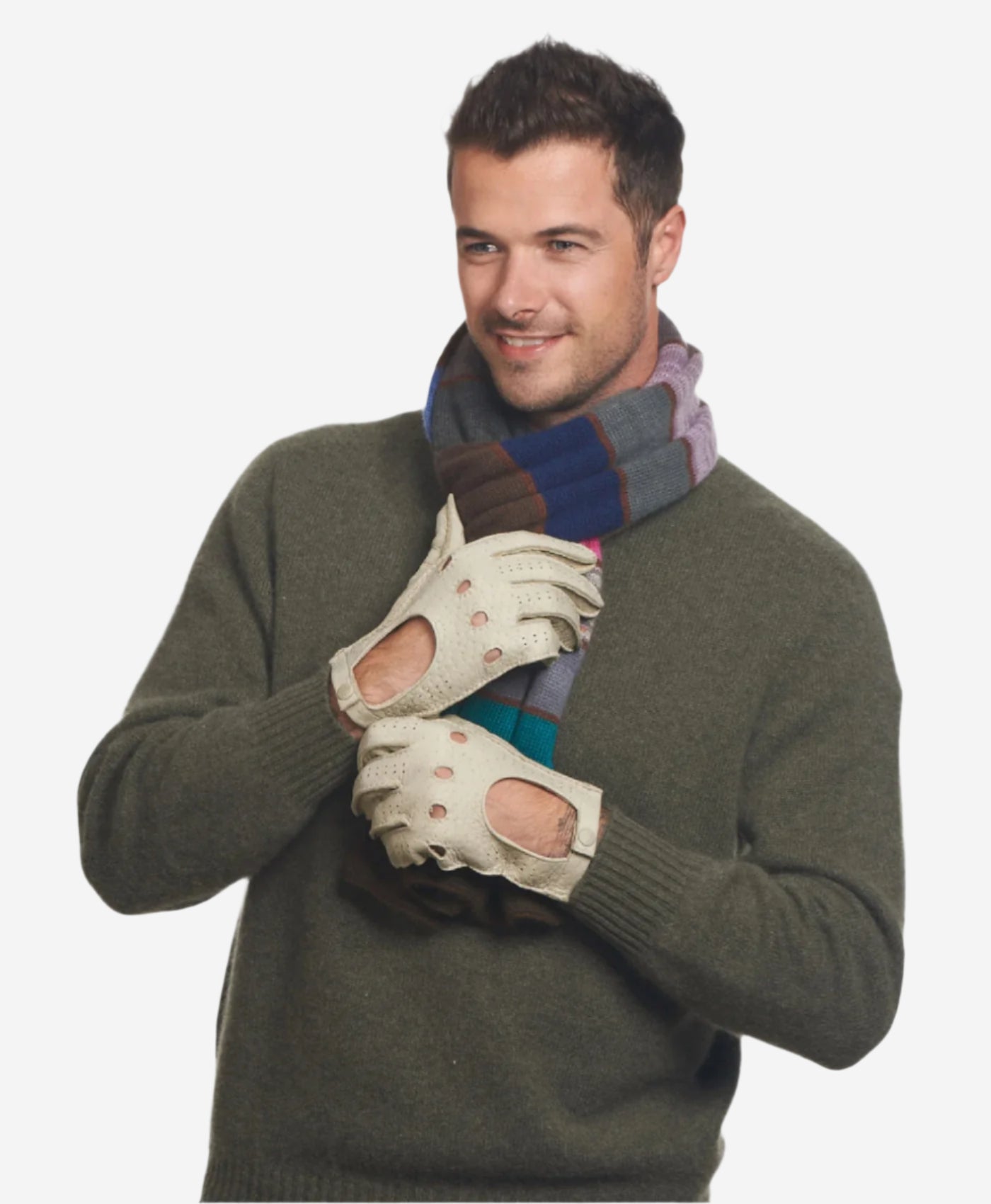 CA3335 (alabaster) - Handsewn Italian Peccary Men's Driving Gloves  - Leather Gloves Online - Luxury Leather Gloves - 2