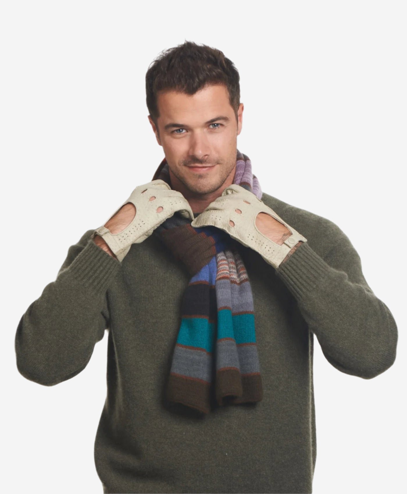CA3335 (alabaster) - Handsewn Italian Peccary Men's Driving Gloves  - Leather Gloves Online - Luxury Leather Gloves - 3