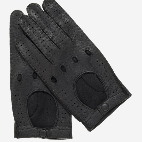 CA3335 (black) - Handsewn Italian Peccary Men's Driving Gloves - Leather Gloves Online - Luxury Leather Gloves - 1