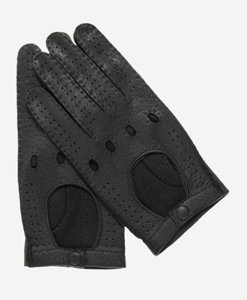 CA3335 (black) - Handsewn Italian Peccary Men's Driving Gloves - Leather Gloves Online - Luxury Leather Gloves - 1