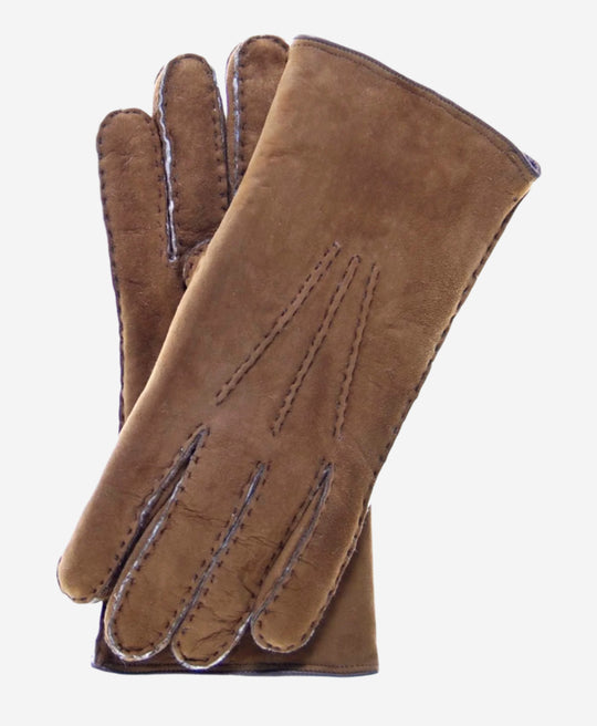 CA3466 (barley) - Men's Italian handsewn sueded lamb shearling gloves