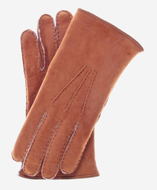 CA3466 (saddle) - Men's Italian handsewn sueded lamb shearling gloves