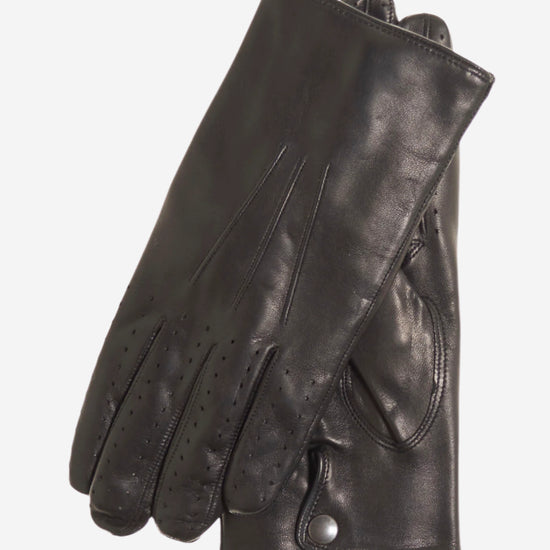 CA3630 (black) - Men's Italian Winter Lambskin Driving Gloves Lined in Cashmere - Leather Gloves Online - Luxury Leather Gloves - 1