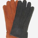 CA3633 (grey) - Handsewn Italian Carpincho Men's Rabbit Fur Lined Dress Gloves