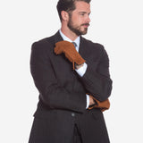 CA3633 (cork) - Handsewn Italian Carpincho Men's Rabbit Fur Lined Dress Gloves - Leather Gloves Online - Luxury Leather Gloves - 3