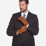 CA3633 (cork) - Handsewn Italian Carpincho Men's Rabbit Fur Lined Dress Gloves - Leather Gloves Online - Luxury Leather Gloves - 4