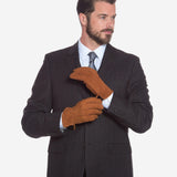 CA3633 (cork) - Handsewn Italian Carpincho Men's Rabbit Fur Lined Dress Gloves - Leather Gloves Online - Luxury Leather Gloves - 5